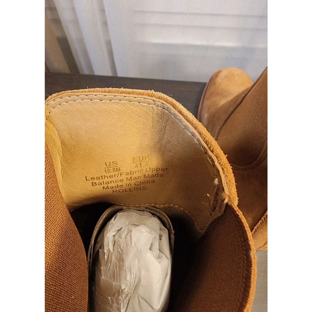 Sam Edelman Suede LEATHER Chelsea Pull On Lug Boots Booties 10.5 M Caramel Brown